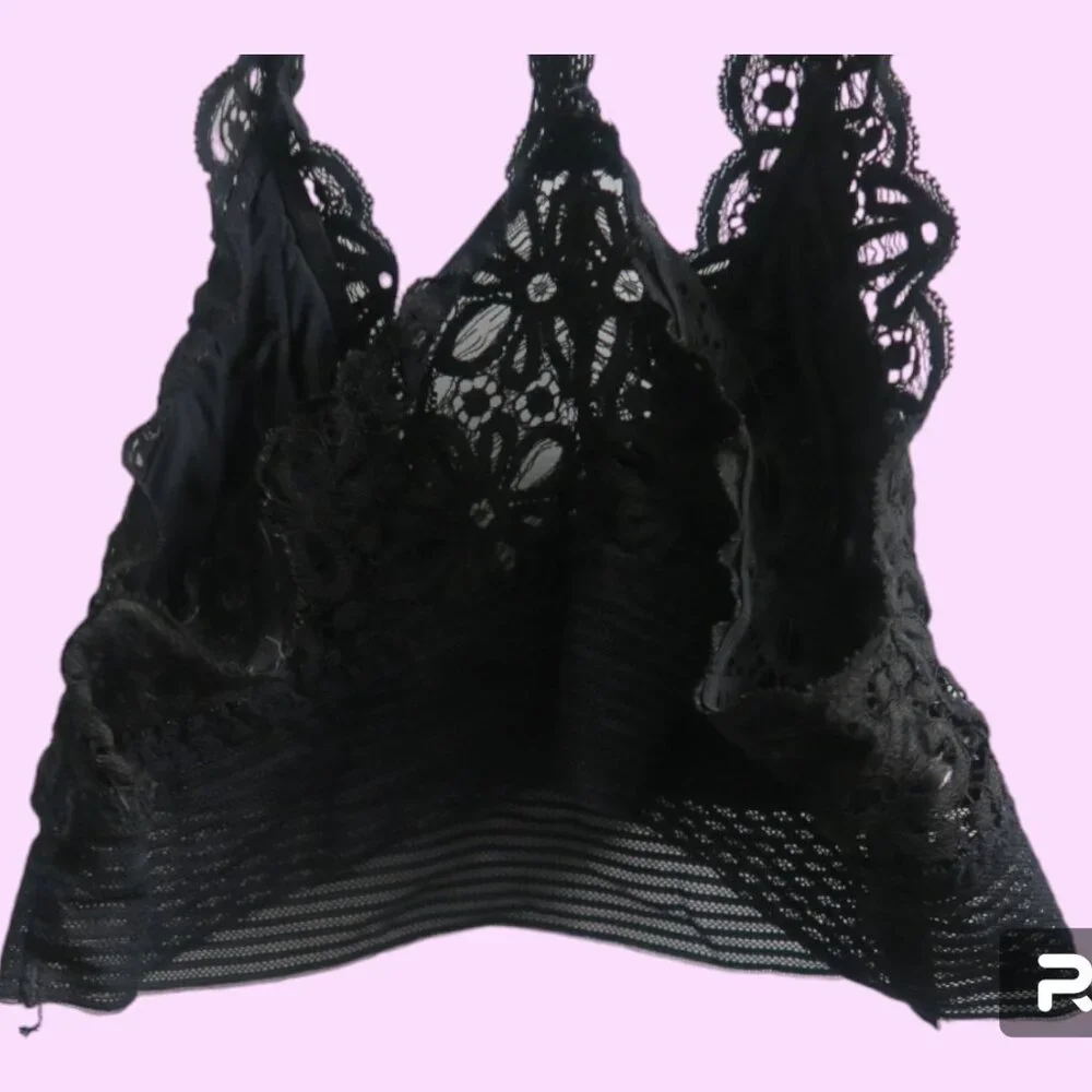 Victoria's Secret bra bralette lace lacey cross back bra in black size small. - Picture 2 of 8